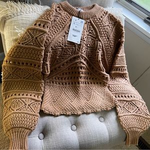 BRAND NEW w/tag!  Womens ZARA brand tan sweater.  Size SM.  Bought in Paris.